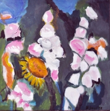 Malven und Sonnenblume 40x40, 2012