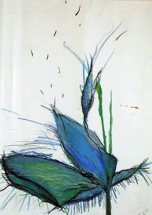 blaue Blume, Acryl auf Papier, 40x60cm, 2000