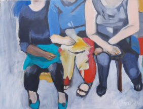 Drei Freundinnen; 2024; 80 x 60; Acryl auf Leinwand