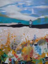 Abschied vom Sommer; 2024, 60 x 80; Acryl und Kohle auf Leinwand